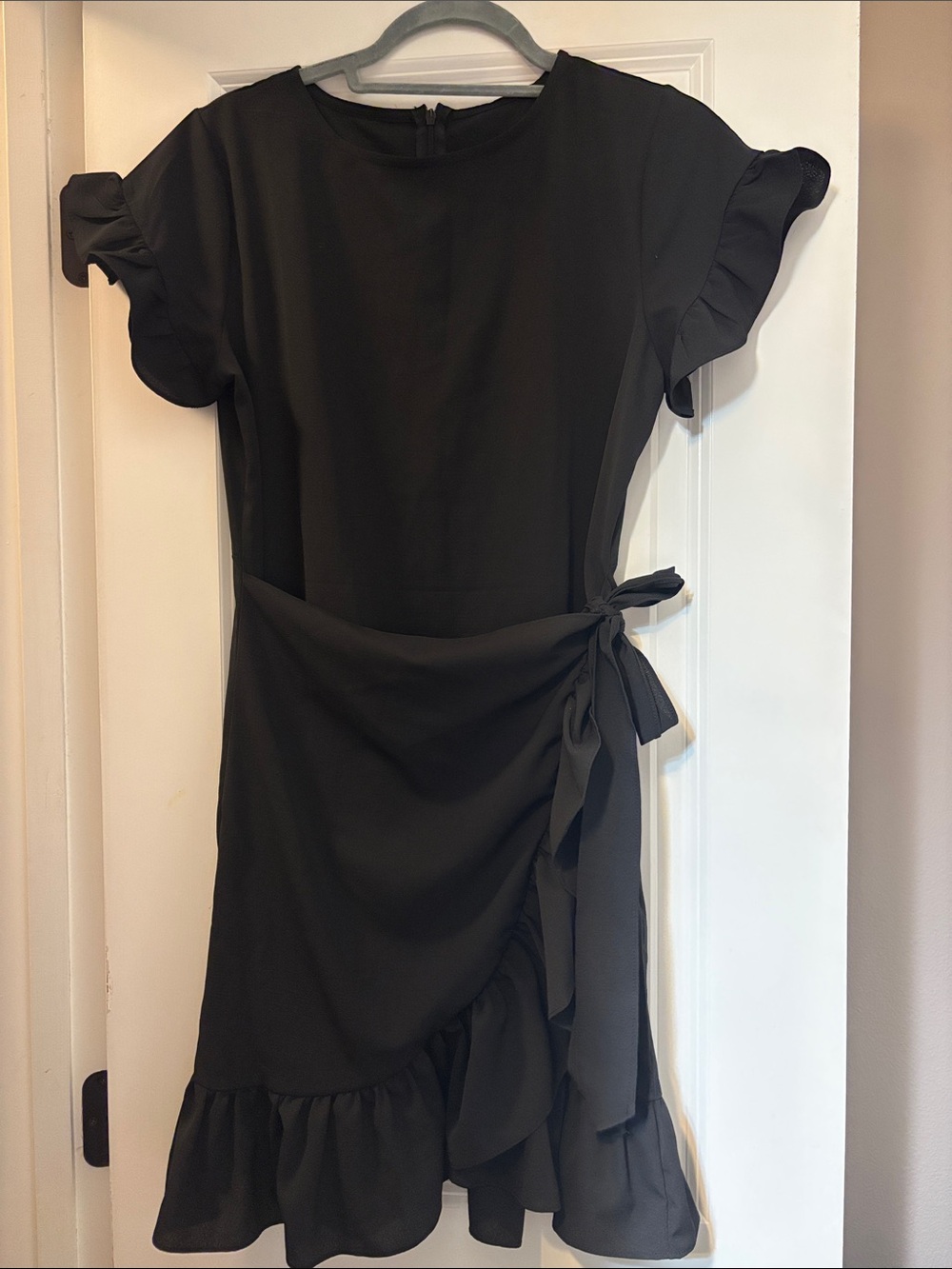 Black Ruffle Wrap Dress - Picture 1 of 2